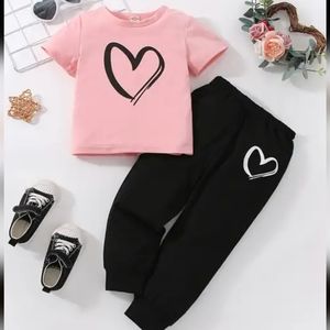 Girls matching Set Pink/Black Sizes: 3-4,5-6